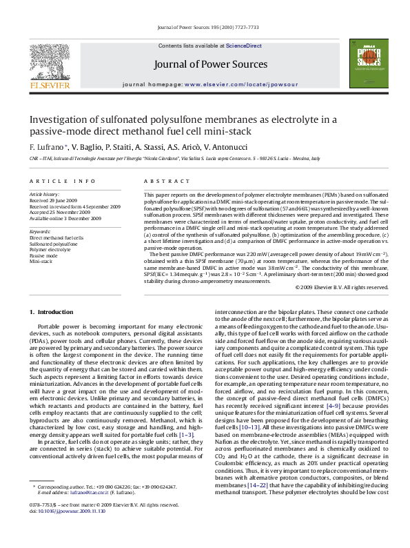 (PDF) Investigation of sulfonated polysulfone membranes as electrolyte ...