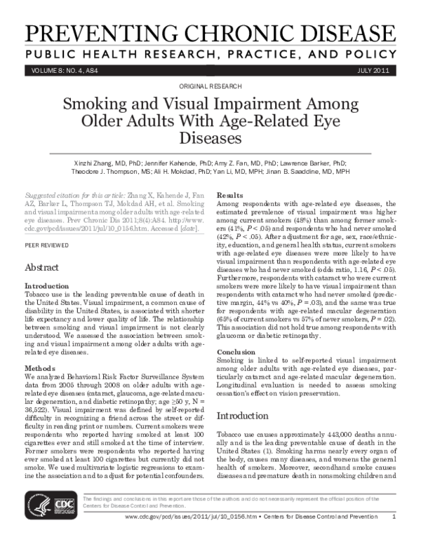 (PDF) Smoking and visual impairment among older adults with age-related ...
