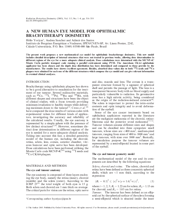 (PDF) A new human eye model for ophthalmic brachytherapy dosimetry