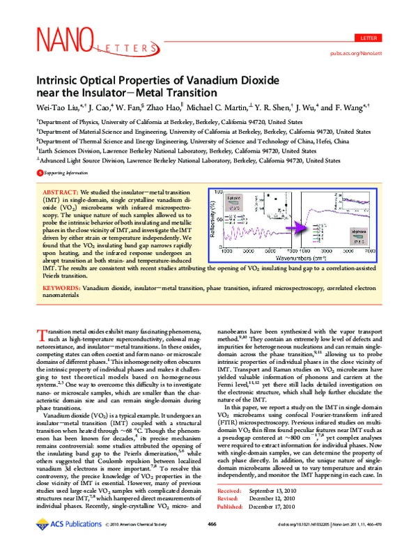 (PDF) Intrinsic Optical Properties of Vanadium Dioxide near the ...