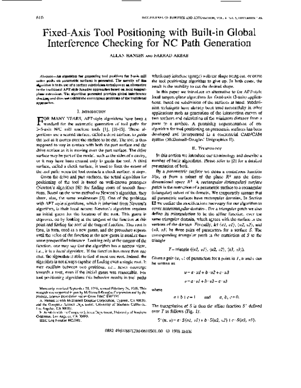 (PDF) Fixed-axis tool positioning with built-in global interference ...