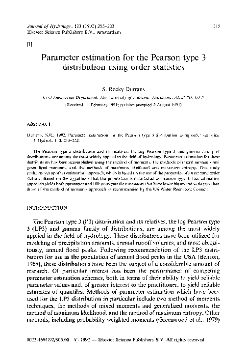 (PDF) Parameter estimation for the Pearson type 3 distribution using ...