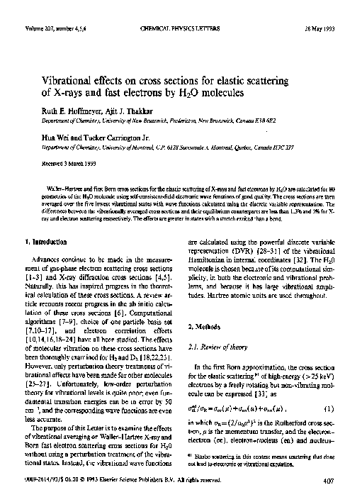 (PDF) Vibrational effects on cross sections for elastic scattering of X ...