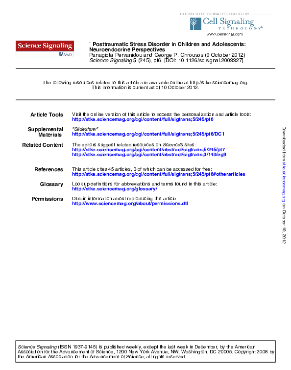 (PDF) Post-Traumatic Stress Disorder in Children and Adolescents