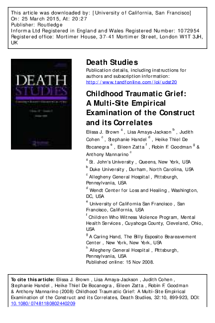(PDF) Childhood Traumatic Grief: A Multi-Site Empirical Examination of ...