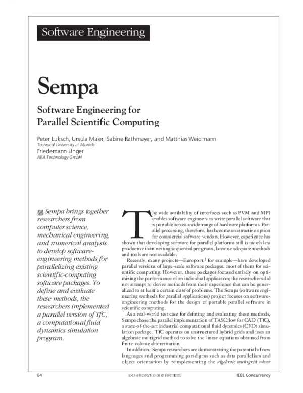 PDF) SEMPA: software engineering for parallel scientific computing