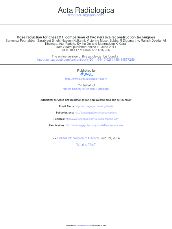 (PDF) Dose reduction for chest CT: comparison of two iterative ...