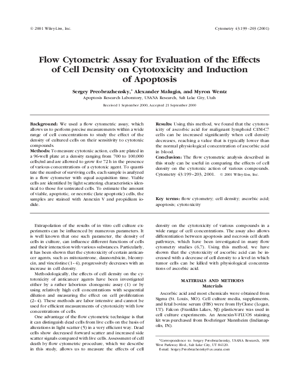 (PDF) Flow cytometric assay for evaluation of the effects of cell ...