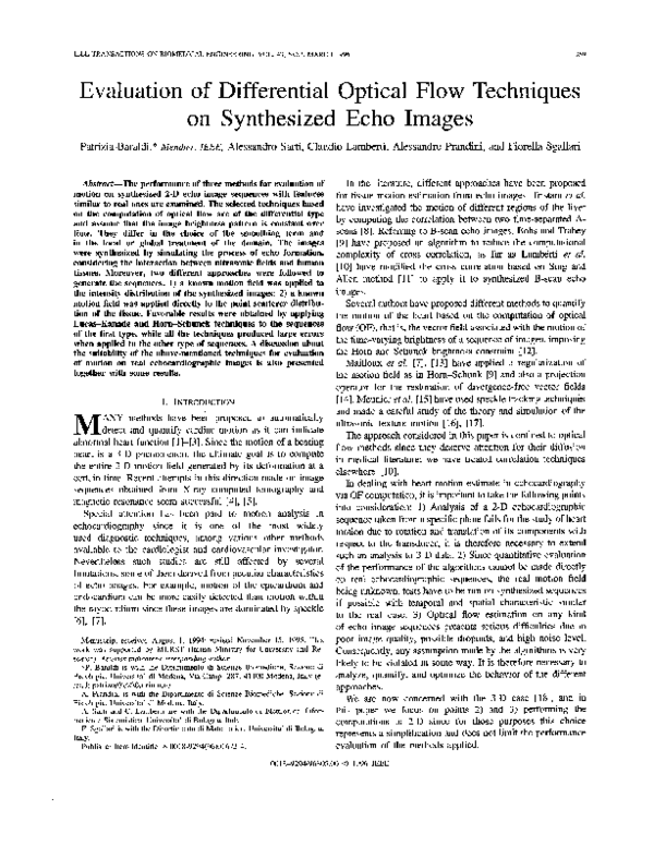 (PDF) Evaluation of differential optical flow techniques on synthesized ...