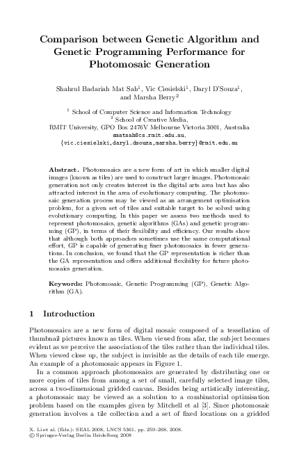 (PDF) Comparison Between Genetic Algorithm and Genetic Programming ...