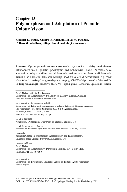 (PDF) Polymorphism and Adaptation of Primate Colour Vision