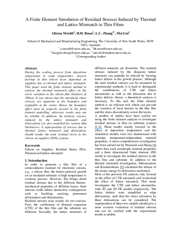 (PDF) Finite element simulation of the residual stresses in high ...
