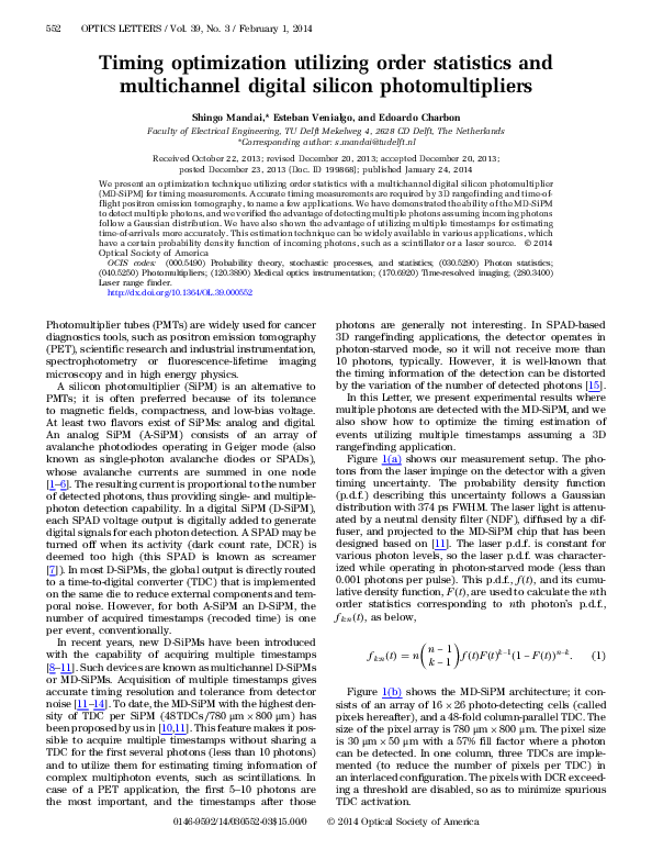(PDF) Timing optimization utilizing order statistics and multichannel ...
