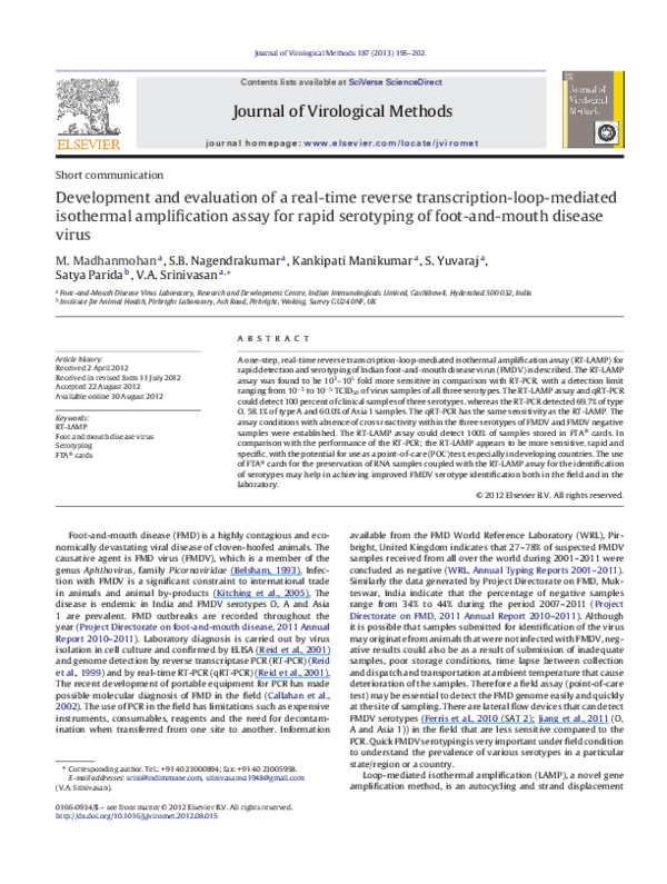 (PDF) Development and Evaluation of a Real-Time Reverse Transcription ...