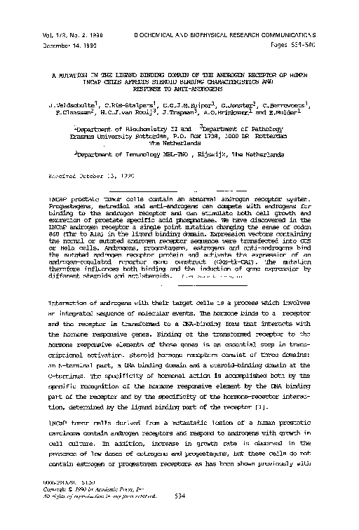 (PDF) A mutation in the ligand binding domain of the androgen receptor ...