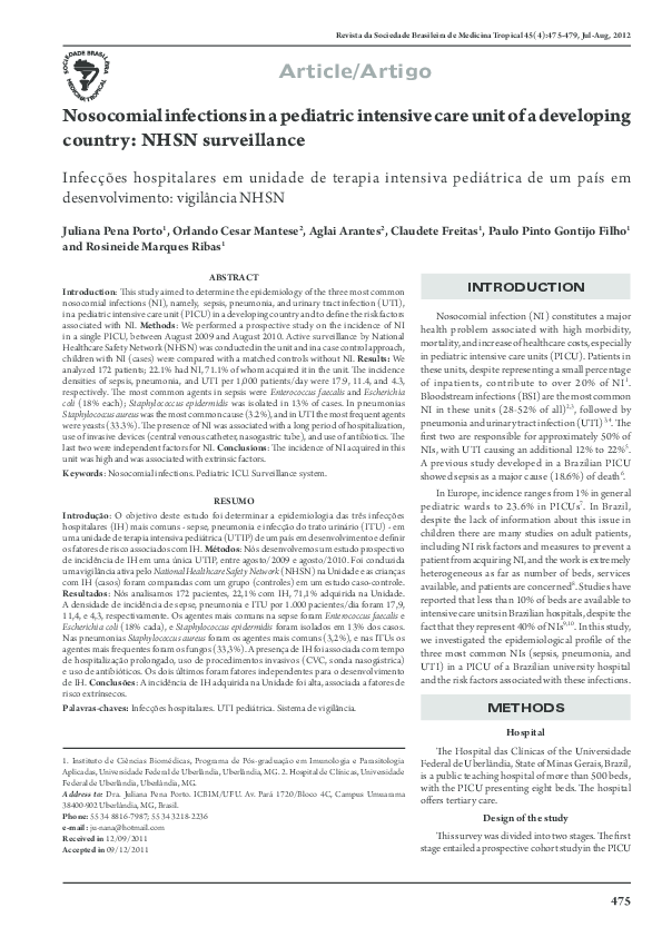 (PDF) Nosocomial infections in medical intensive care units in the ...