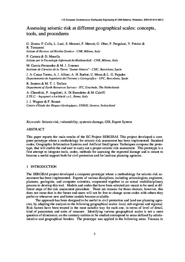 (PDF) Assessing seismic risk at different geographical scales: concepts ...