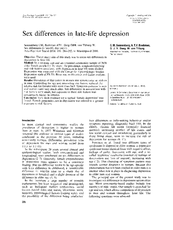 (PDF) Sex differences in late-life depression