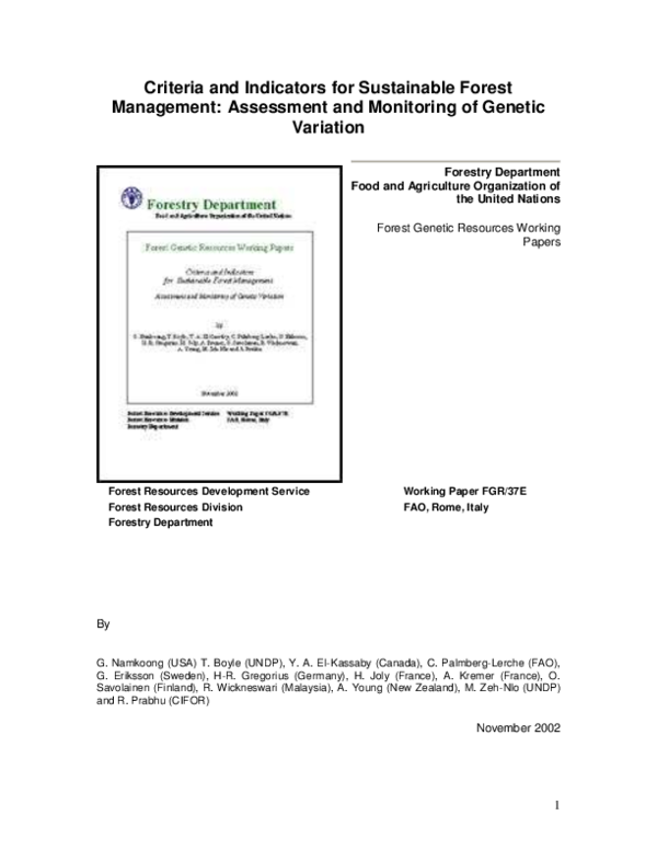 (PDF) Criteria and Indicators for Sustainable Forest Management in Malaysia