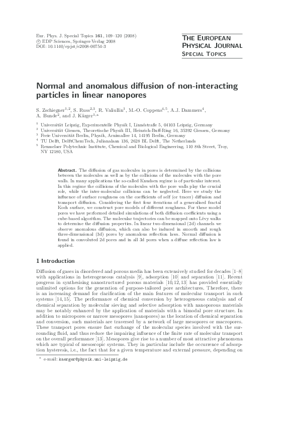 (PDF) Normal and anomalous diffusion of non-interacting particles in ...