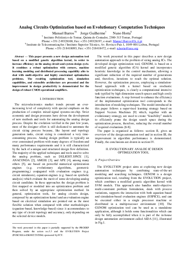 (PDF) Analog circuits optimization based on evolutionary computation ...