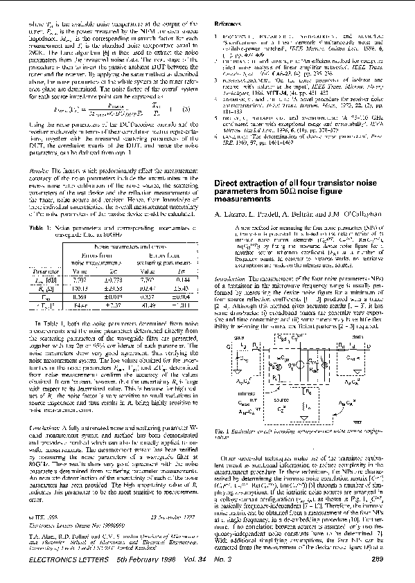 (PDF) Direct Extraction of All Four Transistor Noise Parameters from a ...