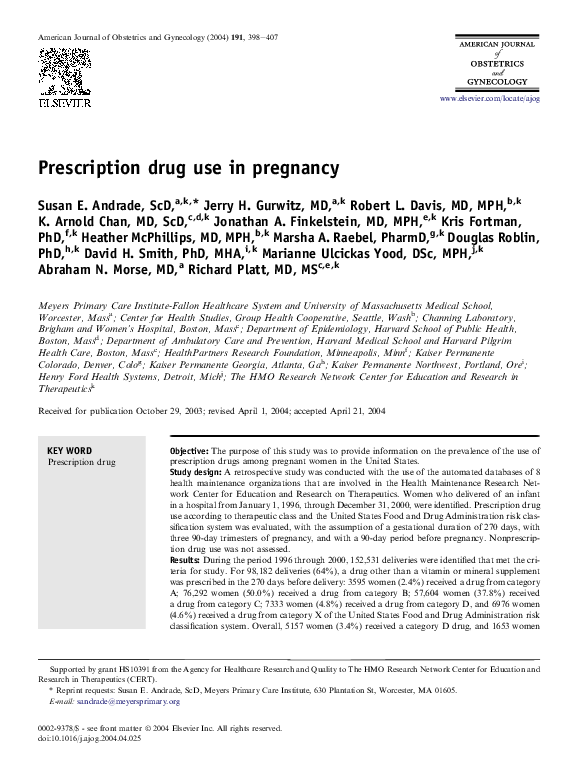 PDF) Prescription drug use in pregnancy