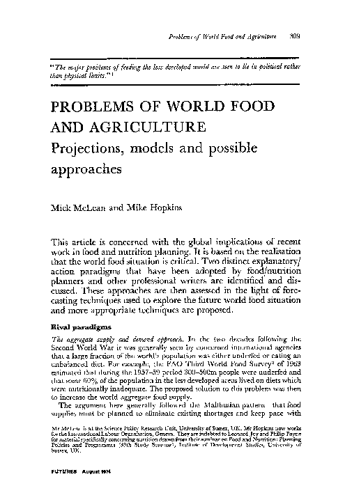 (PDF) Problems of world food and agriculture