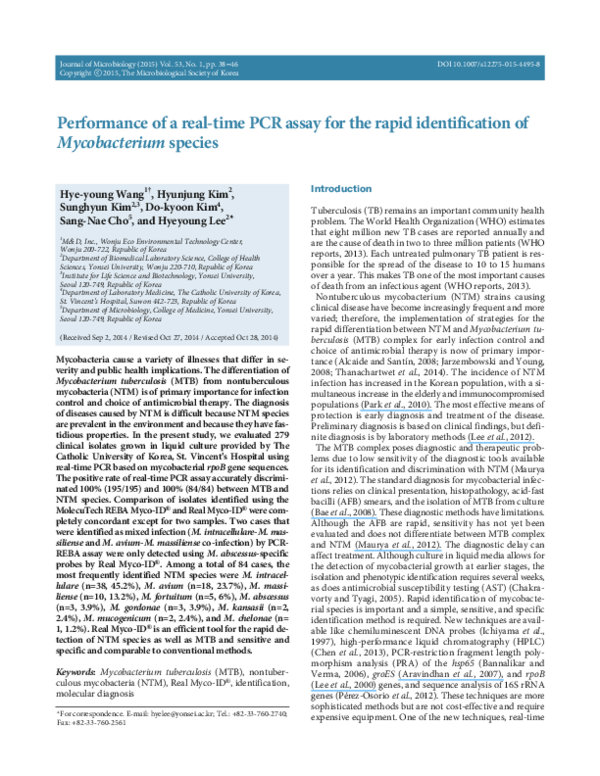 (PDF) Performance of a real-time PCR assay for the rapid identification ...