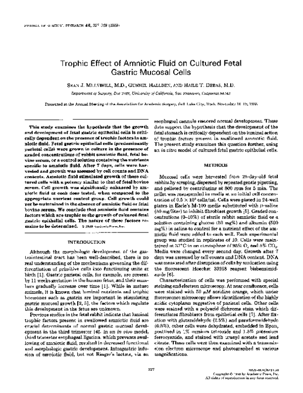 (PDF) Trophic effect of amniotic fluid on cultured fetal gastric ...