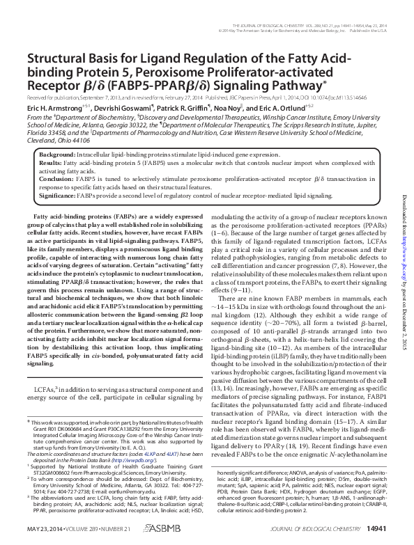 (PDF) Structural basis for ligand regulation of the Fatty Acid Binding ...