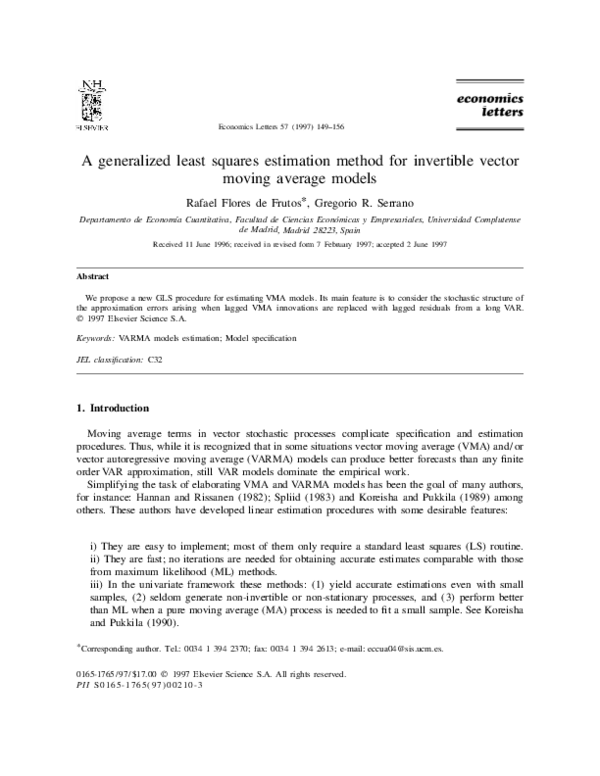 (PDF) A generalized least squares estimation method for invertible ...