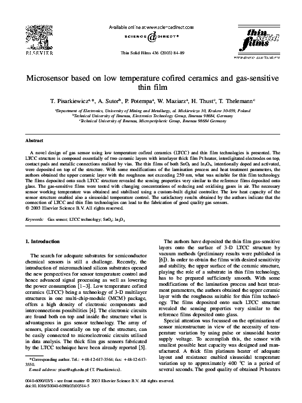(PDF) Microsensor based on low temperature cofired ceramics and gas ...