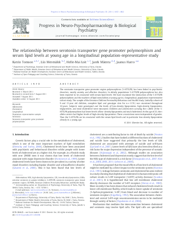 (PDF) The relationship between serotonin transporter gene promoter ...