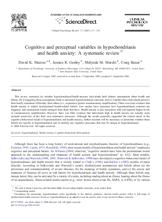 Hypochondriasis essay 03 picture