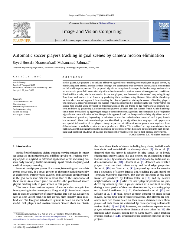 (PDF) Automatic Soccer Players Tracking In Goal Scenes by Camera Motion ...