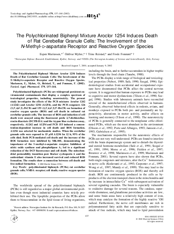 (PDF) The Polychlorinated Biphenyl Mixture Aroclor 1254 Induces Death ...