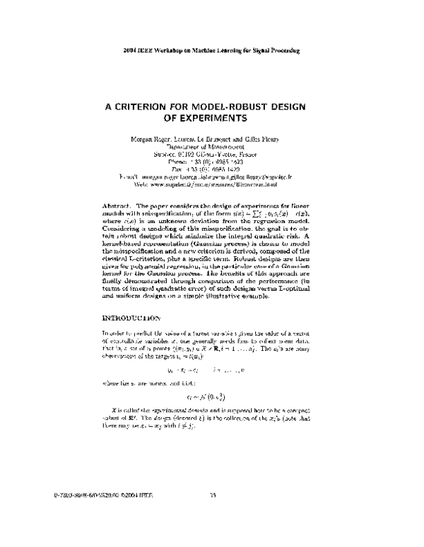 (PDF) A criterion for model-robust design of experiments