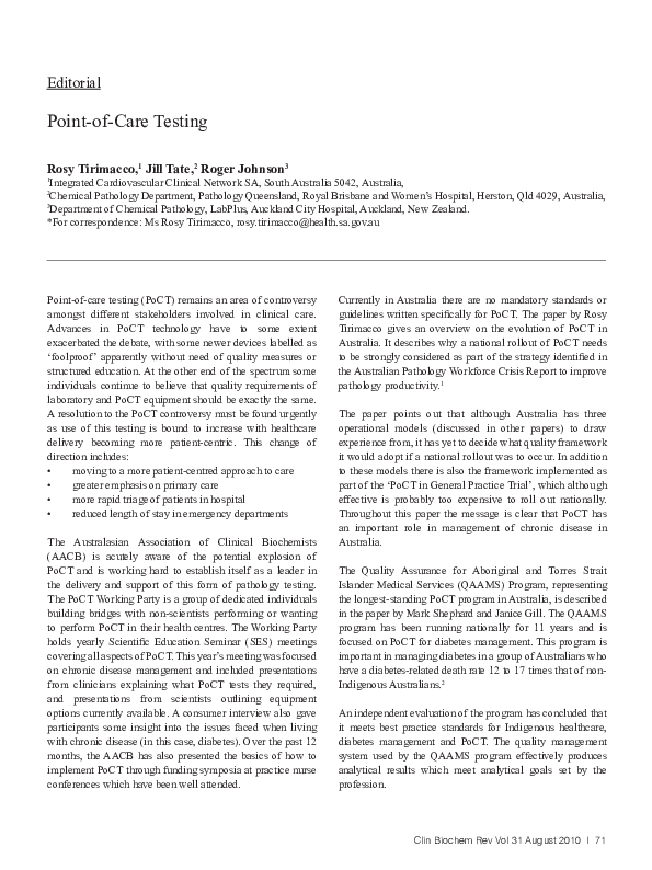 (PDF) Point-of-Care Testing