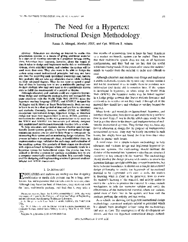 (PDF) The need for a hypertext instructional design methodology