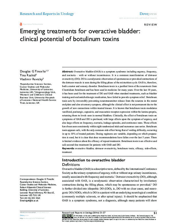(PDF) Emerging treatments for overactive bladder: clinical potential of ...