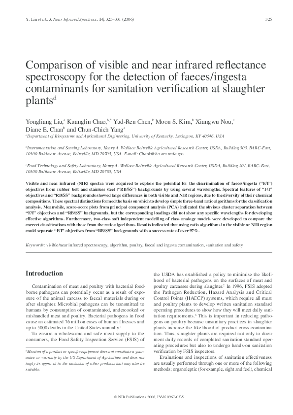 (PDF) Comparison of Visible and Near-Infrared Reflectance Spectroscopy ...