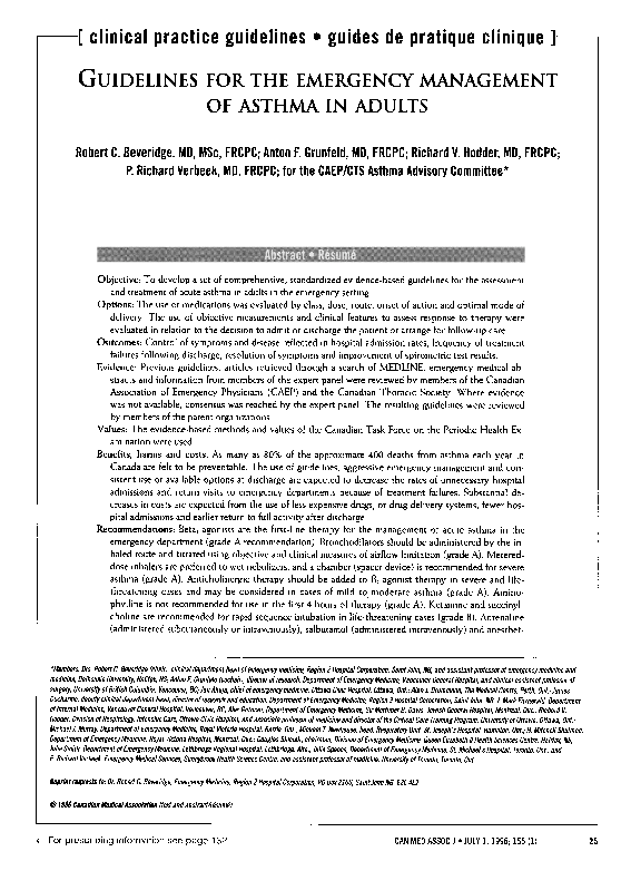 (PDF) Guidelines for the emergency management of asthma in adults