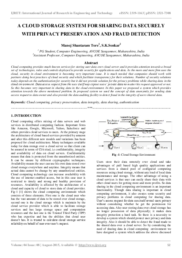 (PDF) A CLOUD STORAGE SYSTEM FOR SHARING DATA SECURELY WITH PRIVACY ...