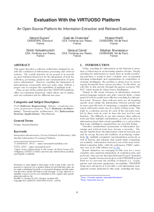 (PDF) Evaluation with the VIRTUOSO platform