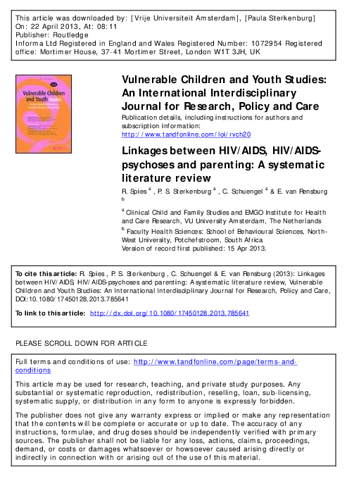 (PDF) Linkages between HIV/AIDS, HIV/AIDS-psychoses and parenting: A ...