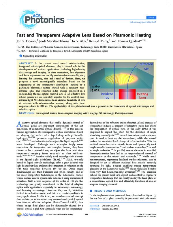 (PDF) Fast and Transparent Adaptive Lens Based on Plasmonic Heating