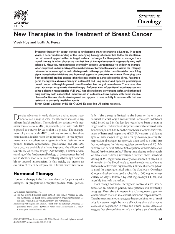 (PDF) New Therapies in the Treatment of Breast Cancer