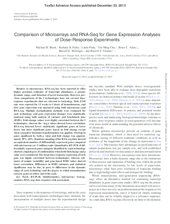 (PDF) Comparison of microarrays and RNA-seq for gene expression ...
