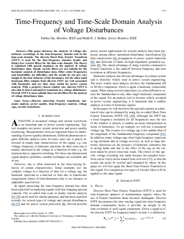 (PDF) Time-frequency and time-scale domain analysis of harmonics using ATP